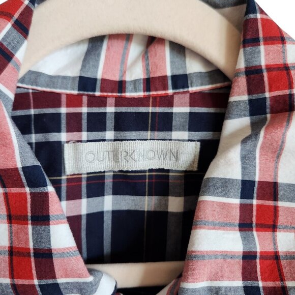 Outerknown Shirt Men's XS Blue Button Up Plaid Long Sleeve Organic Cotton - Picture 5 of 9